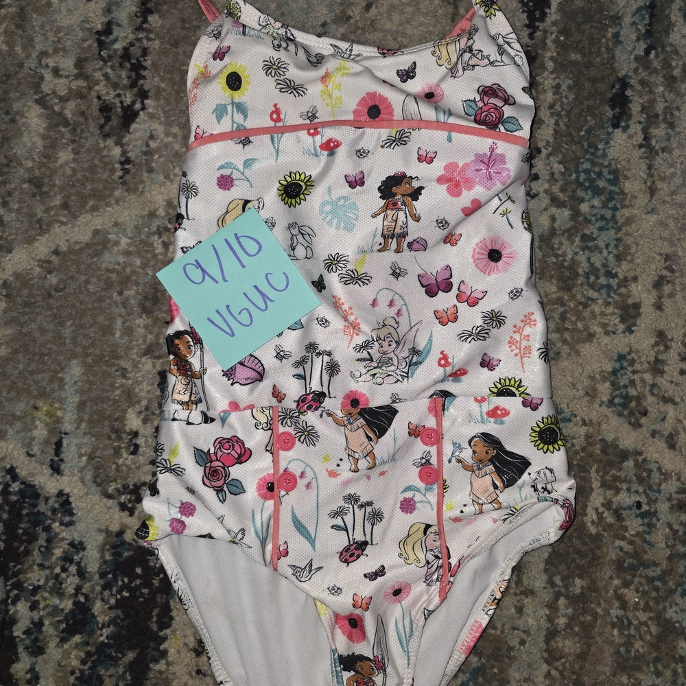 Disney Kids Swim One Piece - White and Pink Floral